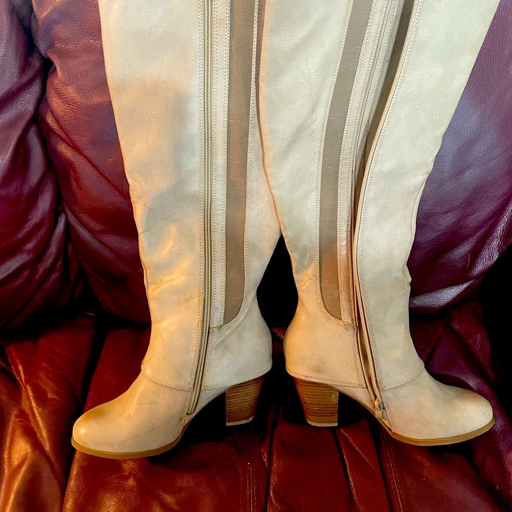Torrid knee high, wide calf, tan boots.
